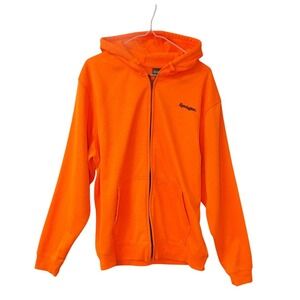 Remington Orange Full Zip Hoodie Sweatshirt Mens L Large Hunting Safety